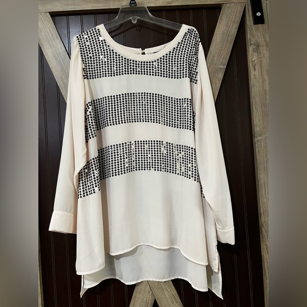 Lane Bryant Black and Cream Blouse